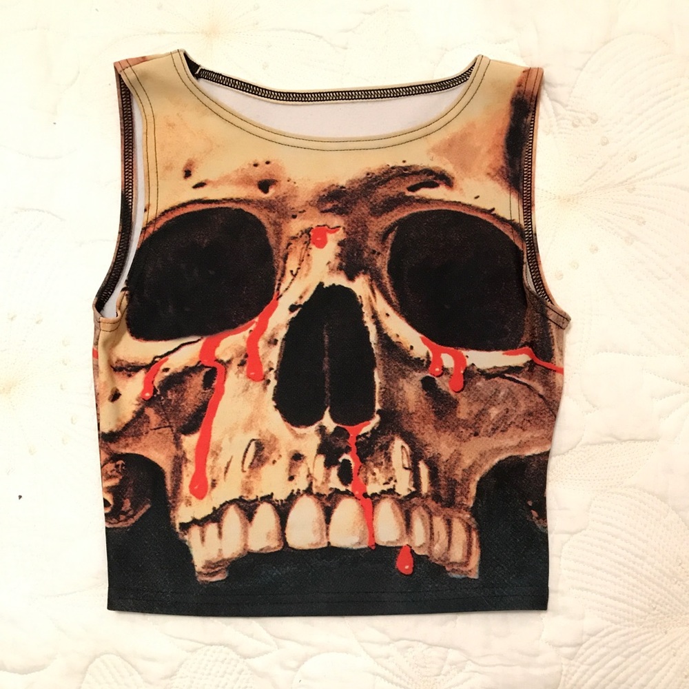 BlackMilk Bleeding Skull Wifey Crop Top